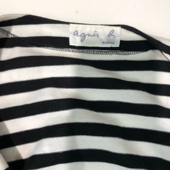 Agnes B Paris women Breton stripes cotton cardigan, sz medium - Picture 4 of 6